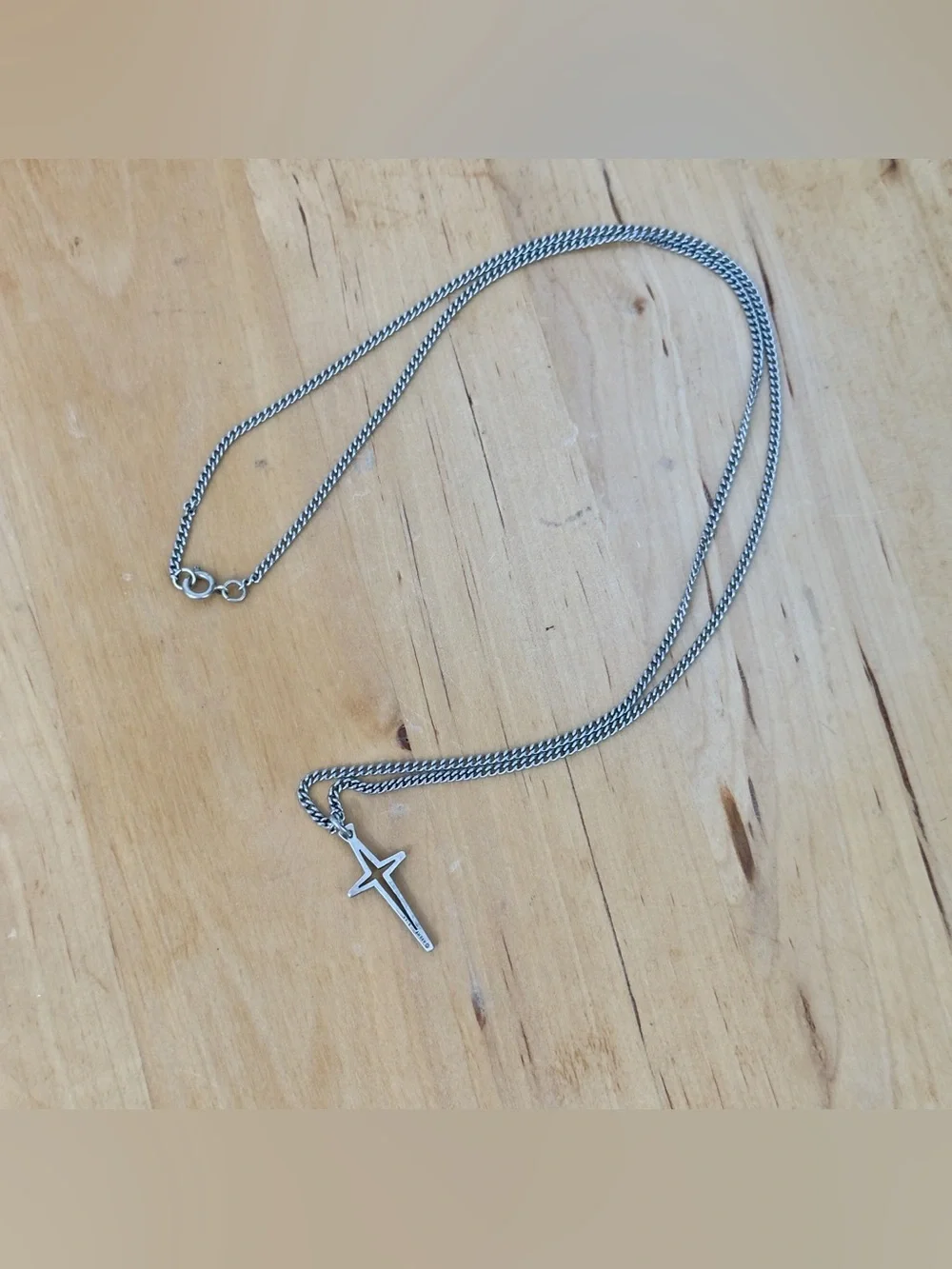 Vintage Retired James Avery Silver North Star Cross Charm Pendant Necklace